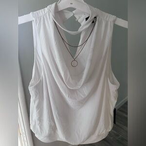 Lily Black Elegant White Drape Neck Top size XL. New